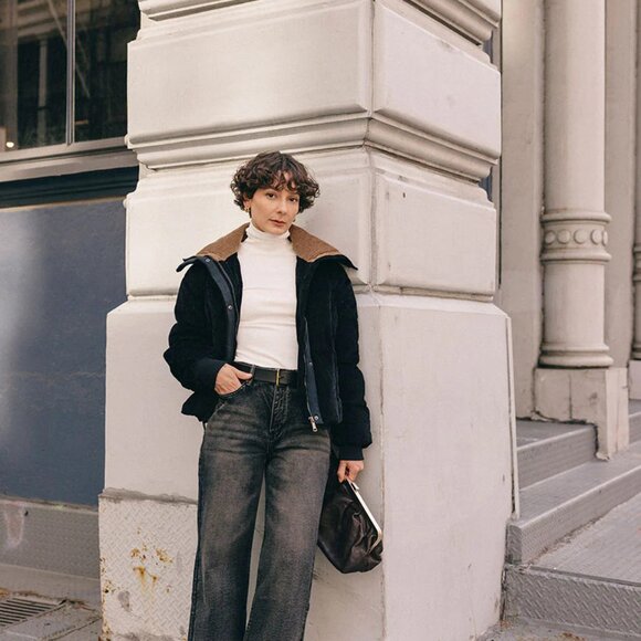 Petite studio Carter Corduroy Down Jacket - Black - Picture 5 of 6